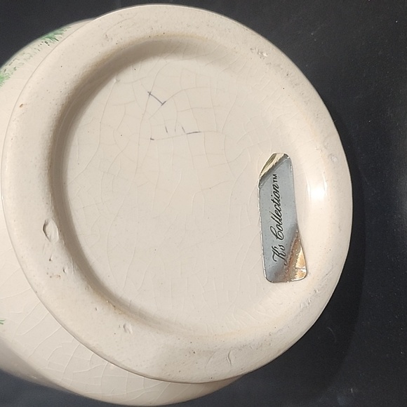 "K's Collection" Vintage Green & Cream Vase, Rooster, Pheasants, Foliage, 7” - Picture 4 of 7